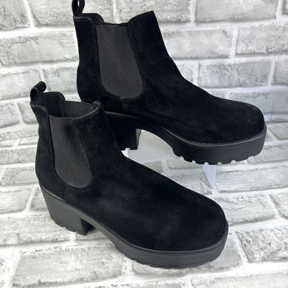 Nasty Gal Women's Size 7 Black Chunky Platform Goth Chelsea Boots